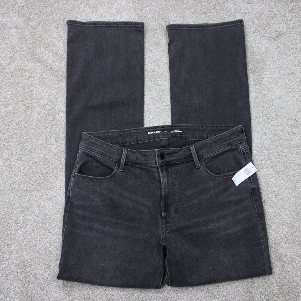 Old‎ Navy Jeans NWT Womens 12 (32x31) Black Mid-Rise WOW Boot-cut Stretch Denim